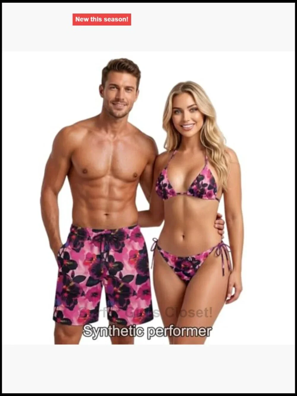 Women's Triangle Bikini Set with Men's Swim Trunks, Matching Couples Swimwear,